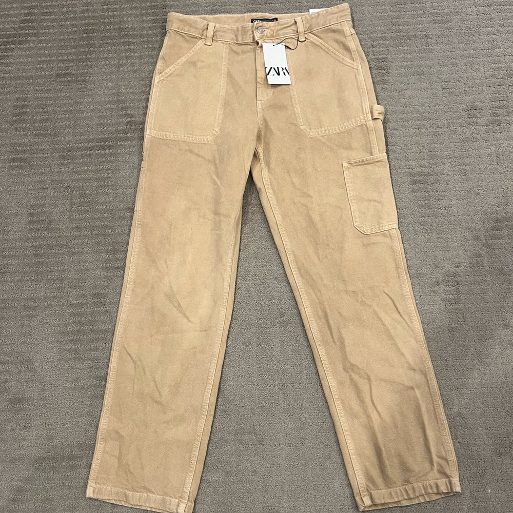 MENS ZARA STRAIGHT FIT KHAKI JEANS